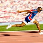 Sprinter Crossing the Finish Line