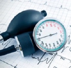 Sphygmomanometer on medical background