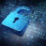 Security concept: blue opened padlock on digital background, 3d render