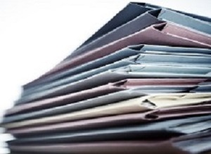 Pile of business document files