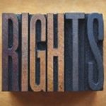 The word RIGHTS written in vintage letterpress type.