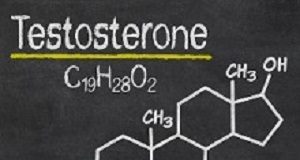 Endocrine Society updates testosterone treatment guidelines Blackboard with the chemical formula of testosterone