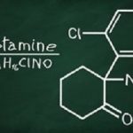 Structural model of Ketamine on the blackboard.
