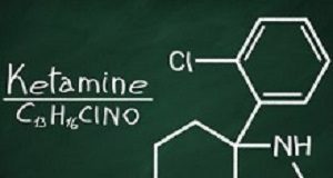 Ketamine promising in treating major depression and suicidal thoughts Structural model of Ketamine on the blackboard.
