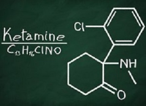 Structural model of Ketamine on the blackboard.