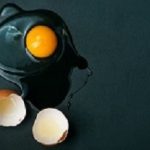 raw chicken eggs on the kitchen table,