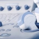 a medical equipment background, close-up ultrasound machine