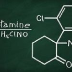 Structural model of Ketamine on the blackboard.