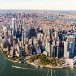 Aerial view of lower Manhattan New York City