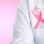 Cancer awareness medical stick ribbon for healthcare with stethoscope