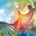 3D render of a medical background with DNA strand