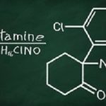 Structural model of Ketamine on the blackboard.