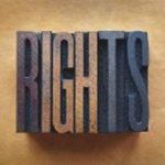 The word RIGHTS written in vintage letterpress type.