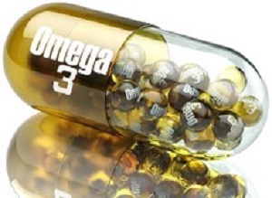 Pill with Omega 3  element. Dietary supplements.