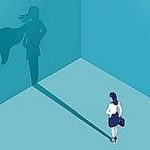 Businesswoman superhero shadow