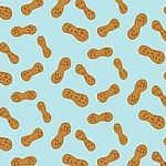 Vector peanut on light blue background seamless pattern. Perfect for crafting projects, quilting, scrapbooking and other paper ideas