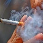 Smoking a cigarette