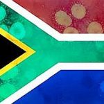 South Africa flag illustration with Coronavirus COVID-19 Virus