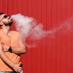 Vaper smoke electronic cigarette outdoor