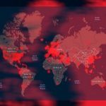 Coronavirus COVID-19 affected countries and territories around the world. World map.