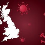 UK or England map with corona virus background ,People died form coronavirus in UK or England , Virus Spreads From Wuhan China to others countries worldwide, vector illustration