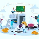 Pharmaceutical Medical Drugs Producing at Factory. Tiny Pharmacist Characters at Huge Production Line Conveyor Belt