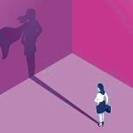 Businesswoman superhero shadow