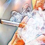 Smoking a cigarette