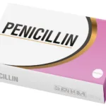PENICILLIN – pharmaceutical fake package, isolated on white background.
