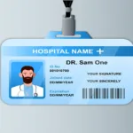 Doctor ID card template. Medical identity badge